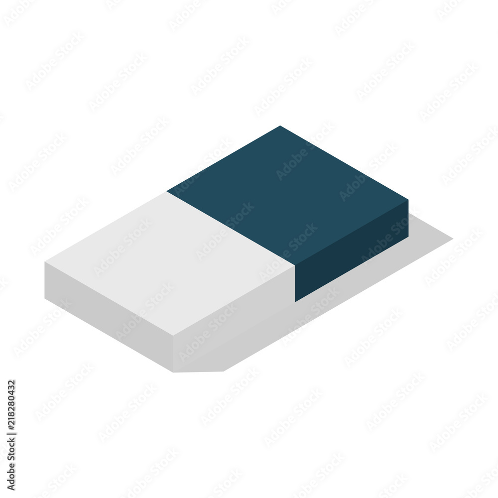 Poster double part school eraser icon. isometric of double part school eraser vector icon for web design is