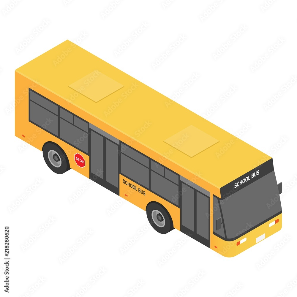 Poster modern school bus icon. isometric of modern school bus vector icon for web design isolated on white 
