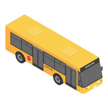 Modern school bus icon. Isometric of modern school bus vector icon for web design isolated on white background