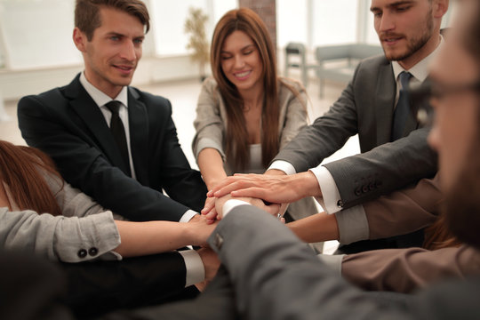 group of business people showing their unity.