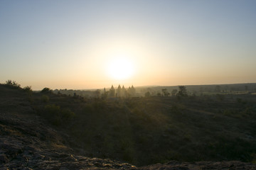 Dawn over the temple in India