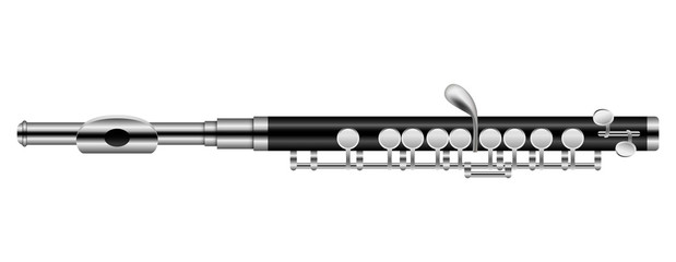 Modern of musical flute mockup. Realistic illustration of modern of musical flute vector mockup for web design isolated on white background - obrazy, fototapety, plakaty