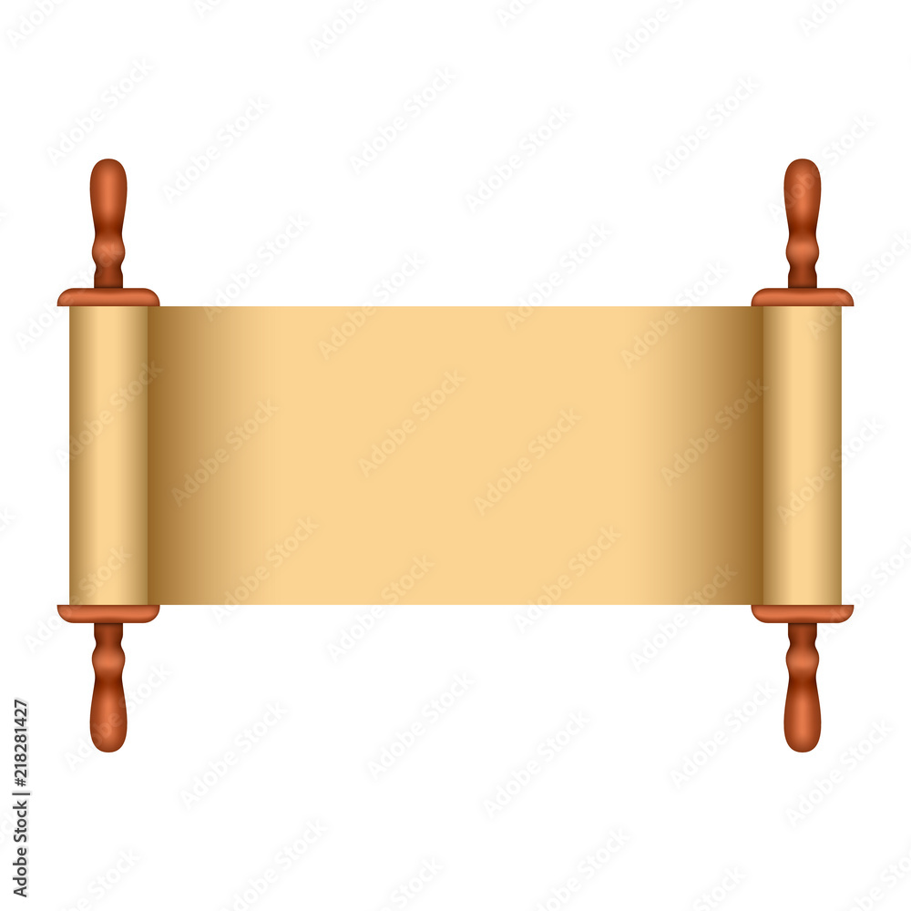 Poster rolled old papyrus file mockup. realistic illustration of rolled old papyrus file vector mockup for 