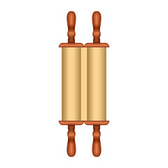 Closed old wood papyrus mockup. Realistic illustration of closed old wood papyrus vector mockup for web design isolated on white background