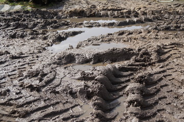 Reifenspuren im Sand