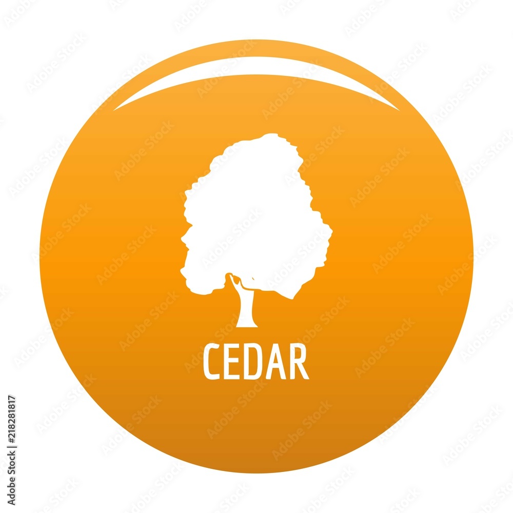 Poster cedar tree icon. simple illustration of cedar tree vector icon for any design orange