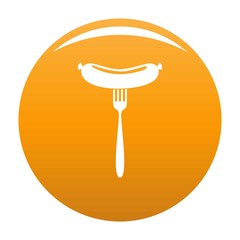 Sausage on fork icon. Simple illustration of sausage on fork vector icon for any design orange
