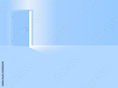 Boys Nursery Baby Blue Room With Half Open Door To Welcome Your
