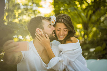 Self portrait of beautiful young couple.