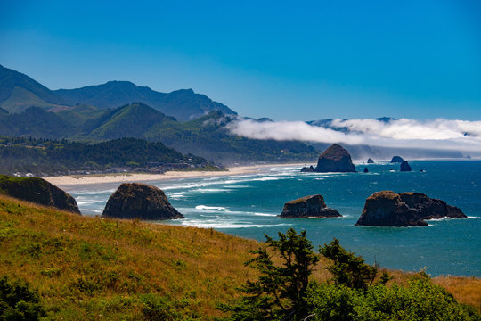 Beautiful View of Cannon Beach in Coastal Oregon in the Pacific Northwest USA