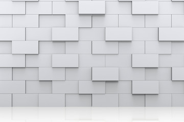 3d rendering. modern horizontal random rectangular shape block stack wall background.