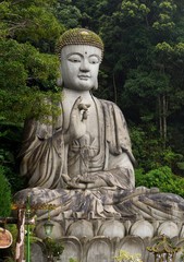 Large stone Buddha statue on the mountain in Malaysia 