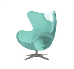 armchair and lamp watercolor illustration for interior design. hand drawn furniture vector. 