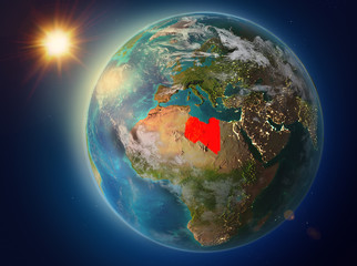 Libya with sunset on Earth