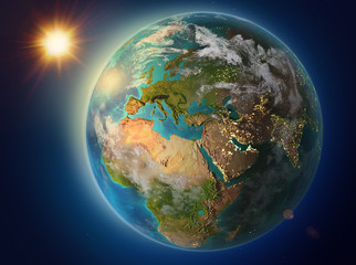 Lebanon with sunset on Earth