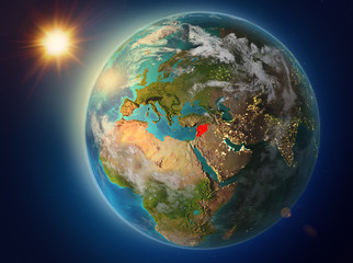 Syria with sunset on Earth