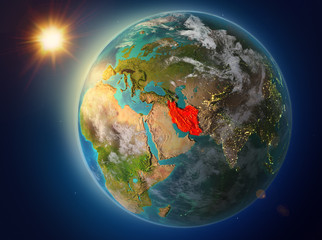 Iran with sunset on Earth
