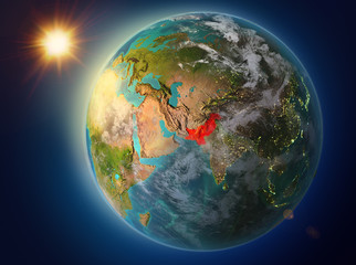 Obraz na płótnie Canvas Pakistan with sunset on Earth