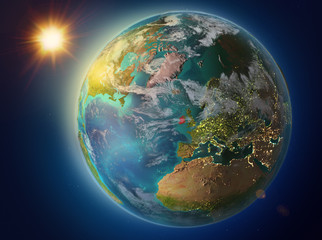 Ireland with sunset on Earth