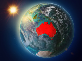 Australia with sunset on Earth