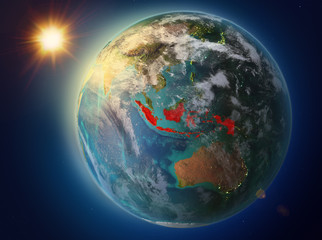 Indonesia with sunset on Earth