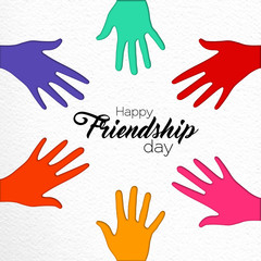 Friendship Day paper cut friend hands card