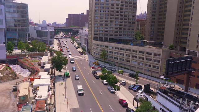 NYC street shot from elevated position with zoom