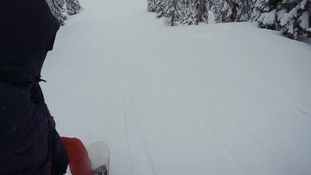 High Speed Snowboard Run POV