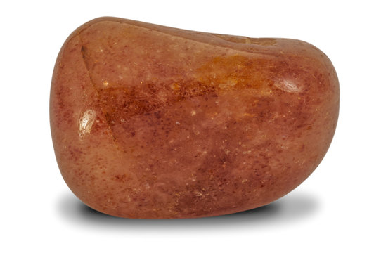 Polished sunstone rock isolated on white background