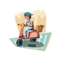 courier delivery service in motorcycle vector illustration design