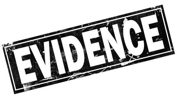 Evidence word with in black frame word