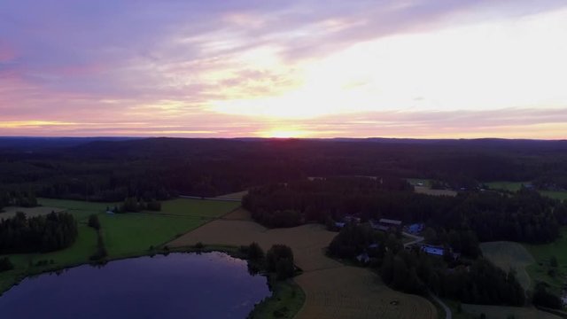 Finnish countryside in Nurmes during sunrise