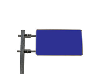 Blank blue billboard, on White a background