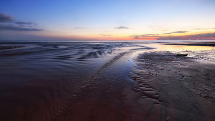 Long exposure shot of Beach sunset at Eastern  Thailand .