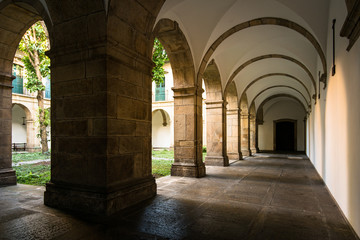 Baroque Architecture Corridor of Old Monastery in Rio de Janeiro