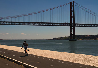 Skating April 25th bridge in Lisbon