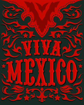Viva Mexico mexican holiday poster illustration western style 