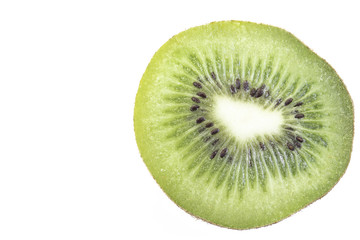 Fototapeta na wymiar Macro sliced of Kiwi fruit isolated on white background in clipping path.