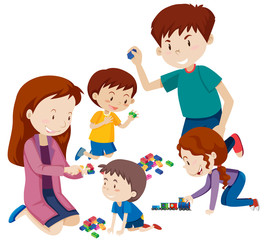 Parents playing with children