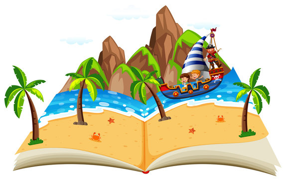 Pirate boat with children pop up book