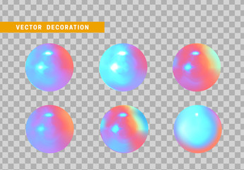 3D sphere colorful isolated on transparent background. Set of bright rounded shapes