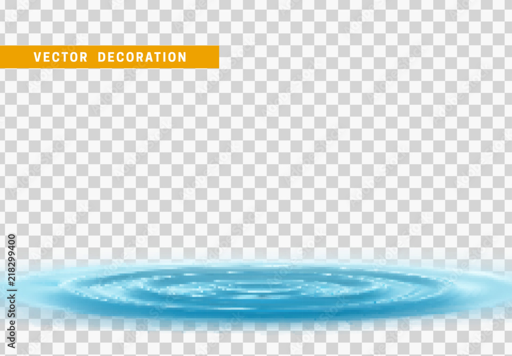 Poster realistic water ripples and round weave with curle. vector isolated with transparent background