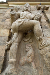 Fototapeta na wymiar Detail of great wall architecture at ancient Gangaikonda Cholapuram temple, Tamil Nadu, India