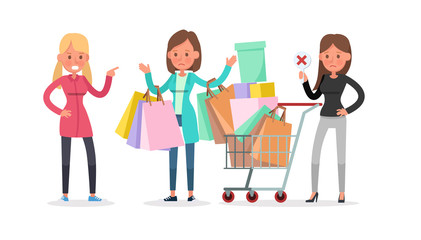 Shopping women characters vector design. no9