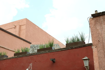 Colorful wall against sky
