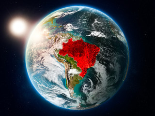Brazil with sunset from space