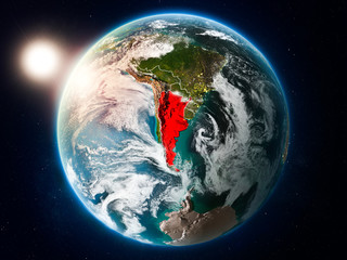 Argentina with sunset from space