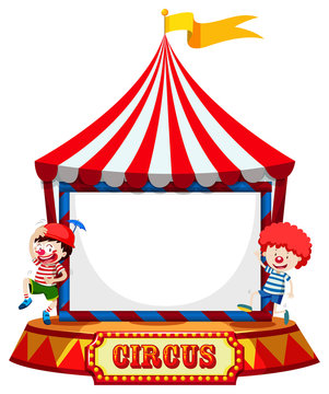 Circus tent with clowns frame