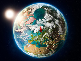Finland with sunset from space