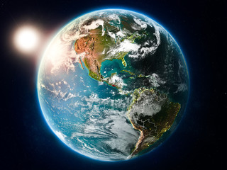 El Salvador with sunset from space